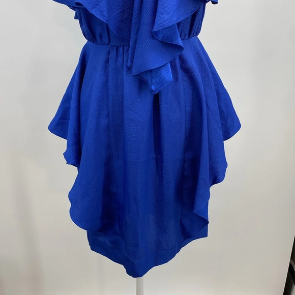 Julie Dillon Slip Dress Womens Size 2 Blue Ruffle Sleeveless Scoop Nightout Mini - Picture 3 of 14